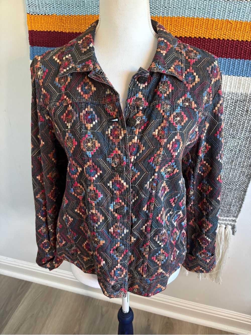 Coldwater Creek Multicolor Geo Print Button-Down Shirt